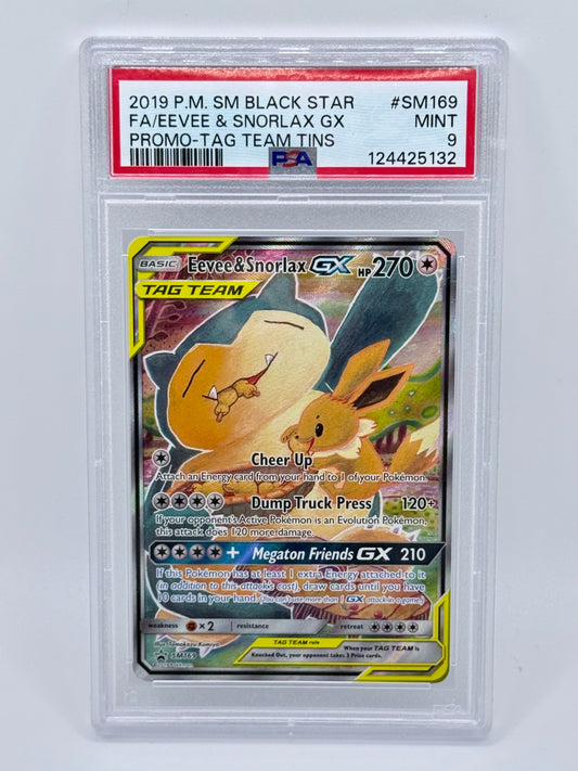 PSA9 Eevee & Snorlax Gx Promo-Tag Team Tins